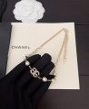 CHANEL Latest Black and White CC Necklace with Black Details