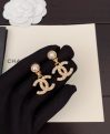 CHANEL New Style Pearl + Diamond Gold CC Earrings