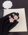 CHANEL Latest Pink Flower Earrings