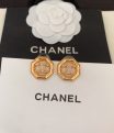 CHANEL New Model Gold Hexagonal Earrings