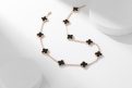 Van Cleef & Arpels Ten-Flower Black Onyx Necklace (Rose Gold Color)